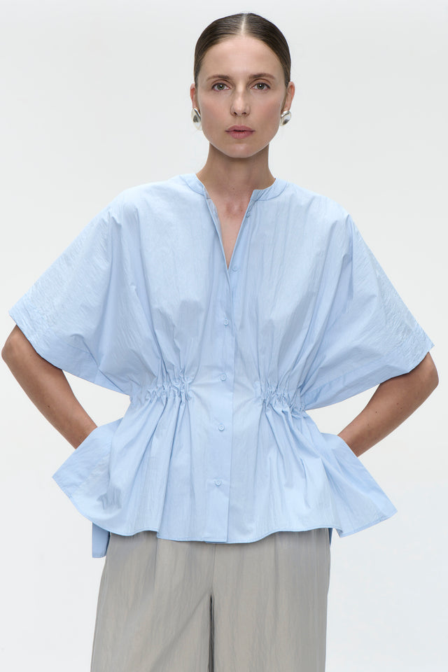 Hiroko cotton mix blouse | Light Blue