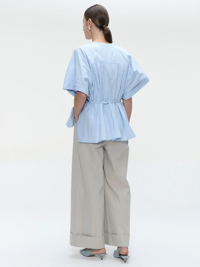 Hiroko cotton mix blouse | Light Blue