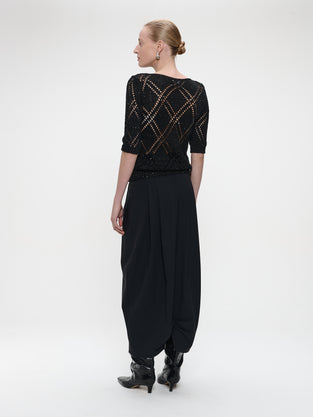Openwork top with sequins 9040 | Black