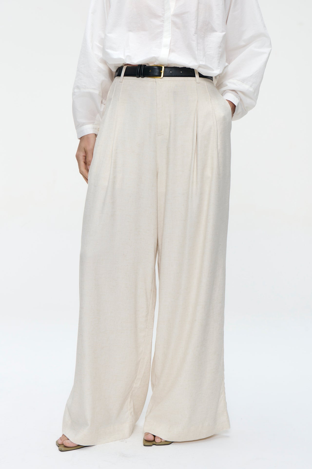 Takara linen mix pants | Champagne