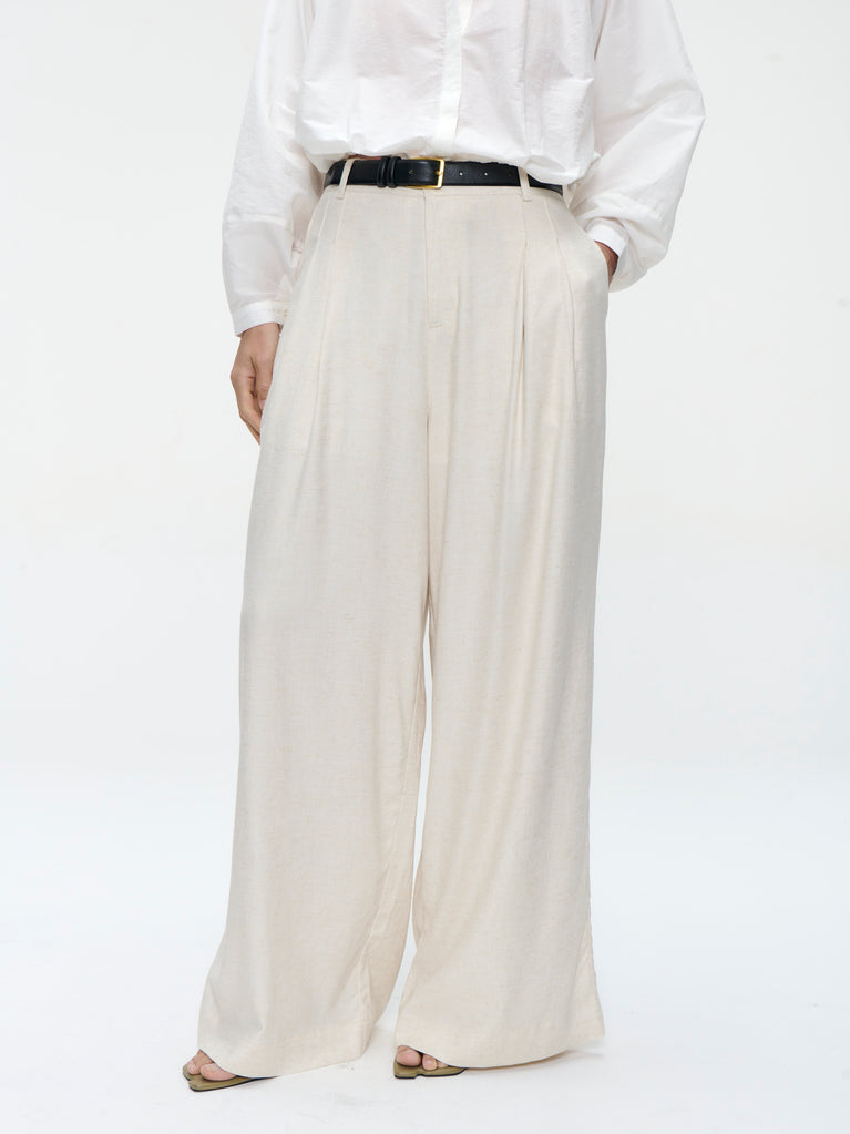 Takara linen mix pants | Champagne