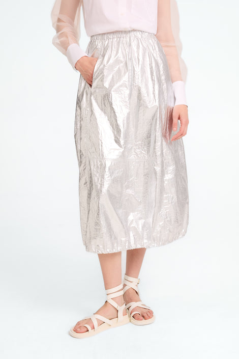 Maud silver shine foil skirt | Silver