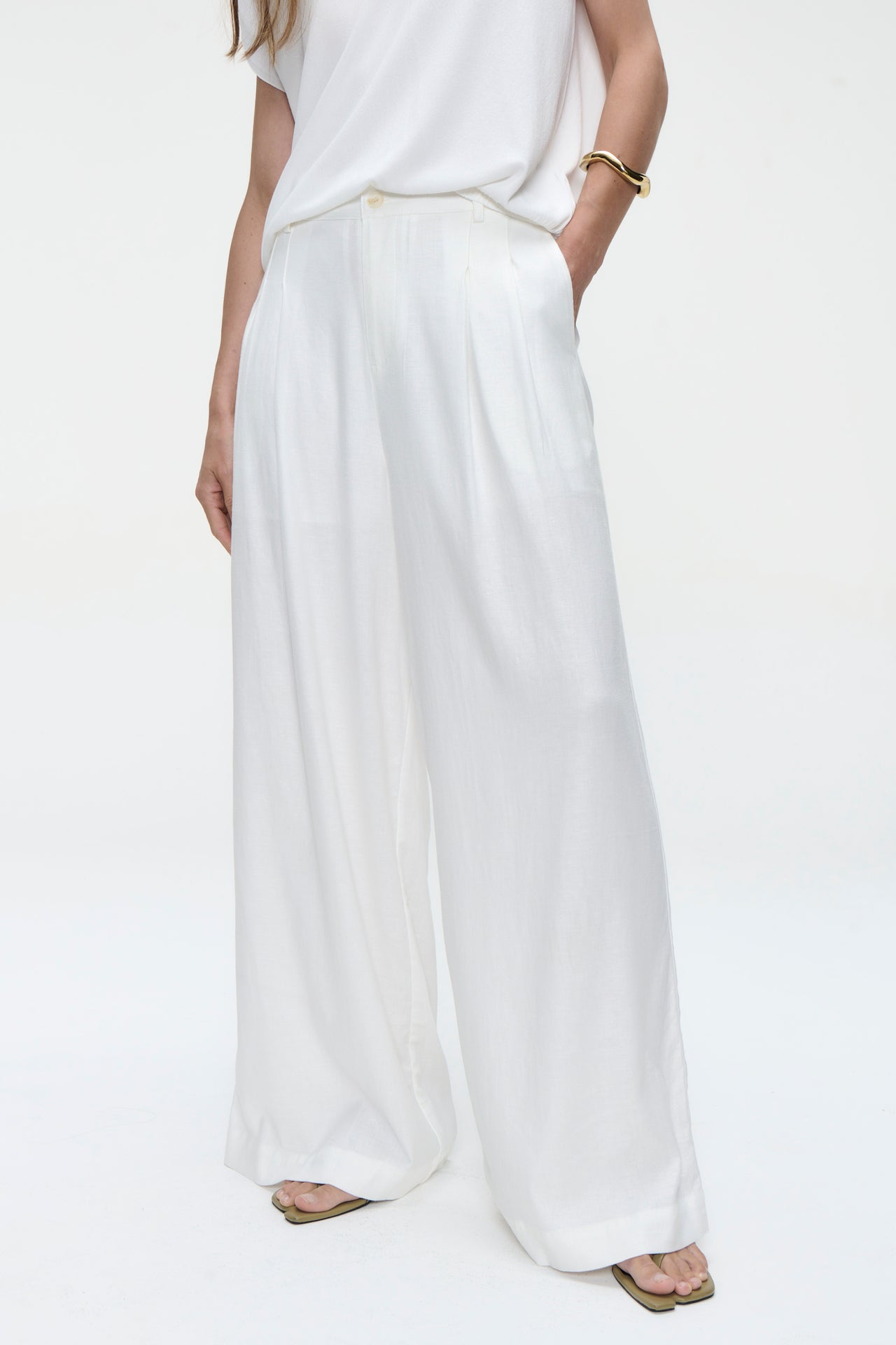 Takara linen mix pants | White