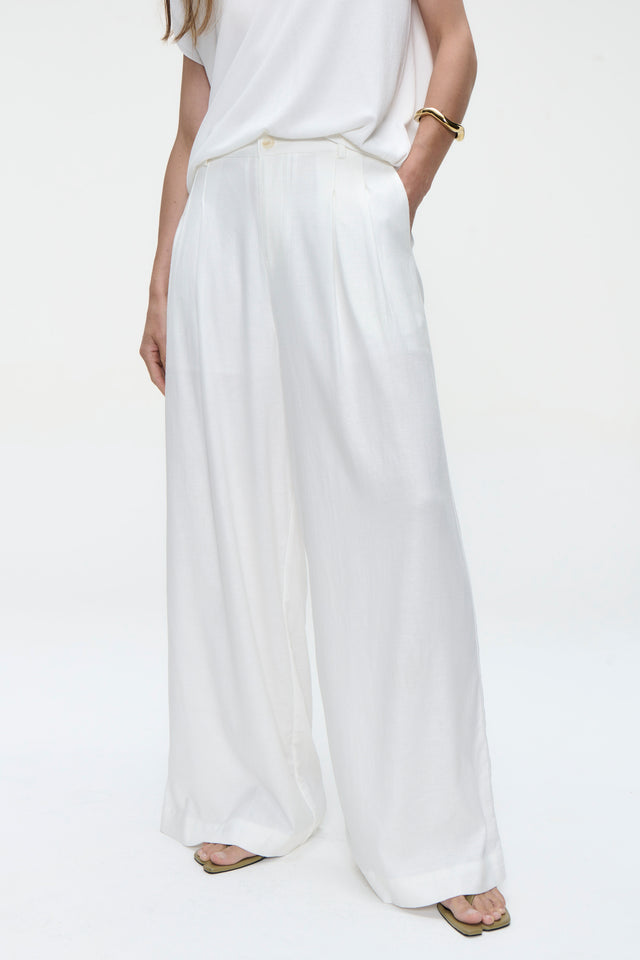 Takara linen mix pants | White