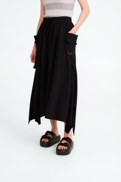 Rai strech technical jersey skirt | Black