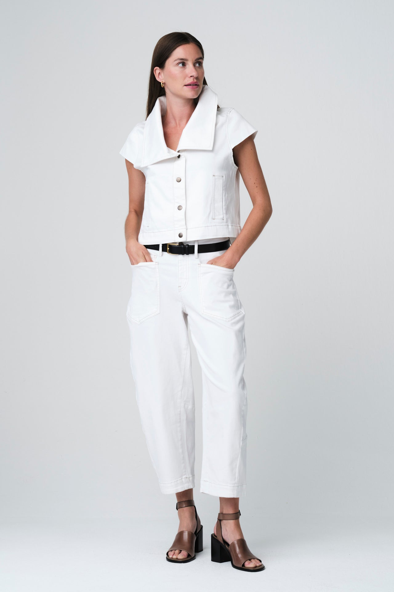 Martinez white barel jeans | Shiny White