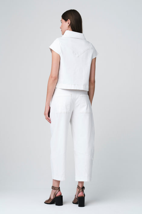 Martinez white barel jeans | Shiny White