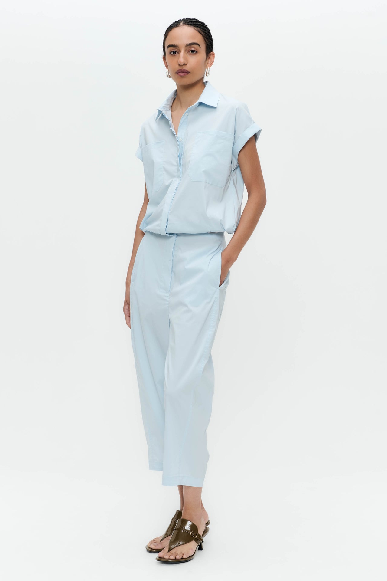 Renate poplin blouse | Light Blue