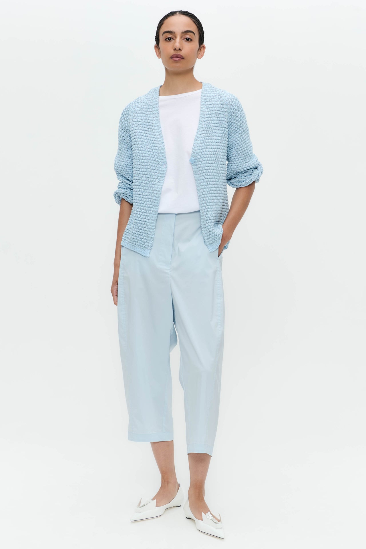 Cotton viscose blend cardigan 9052 | Light Blue