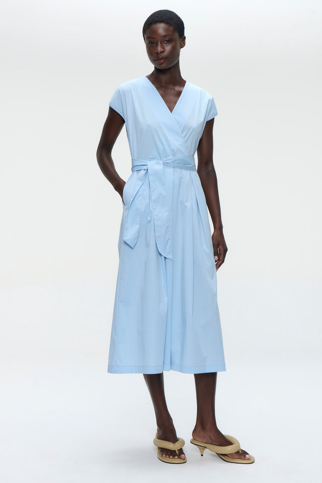 Poplin long dress 2945 | Light Blue