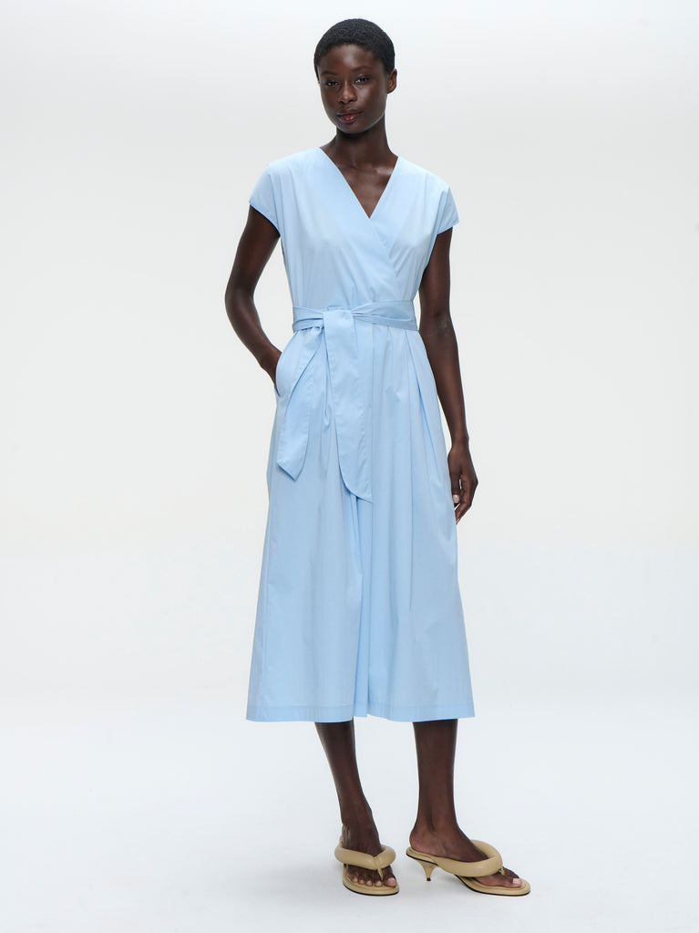Poplin long dress 2945 | Light Blue