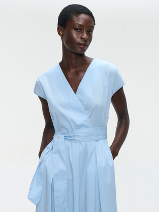 Poplin long dress 2945 | Light Blue