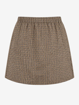 Flo check mini cottton skirt | Brown