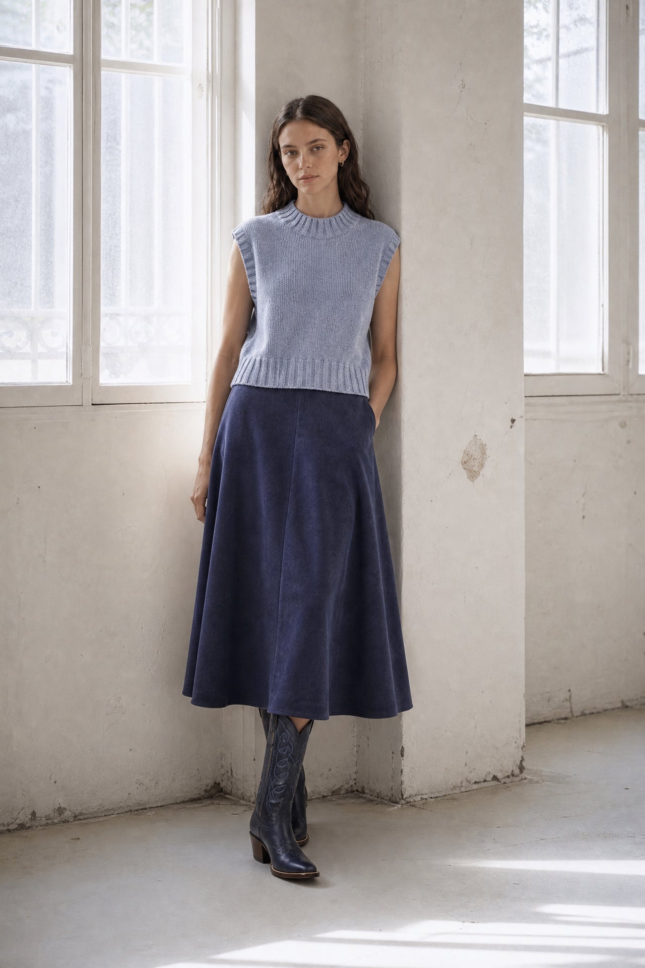 Abigail alpaca vest EX H24179 | Light Blue