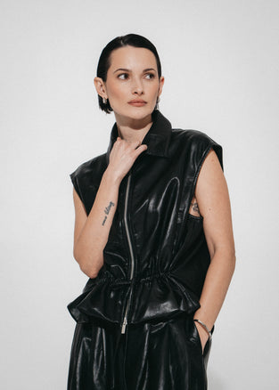 Alora eco leather vest | Black