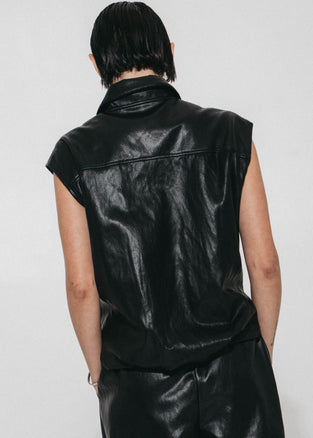 Alora eco leather vest | Black