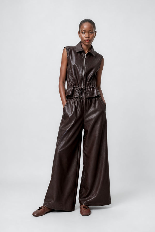 Alora eco leather vest | Dark Brown