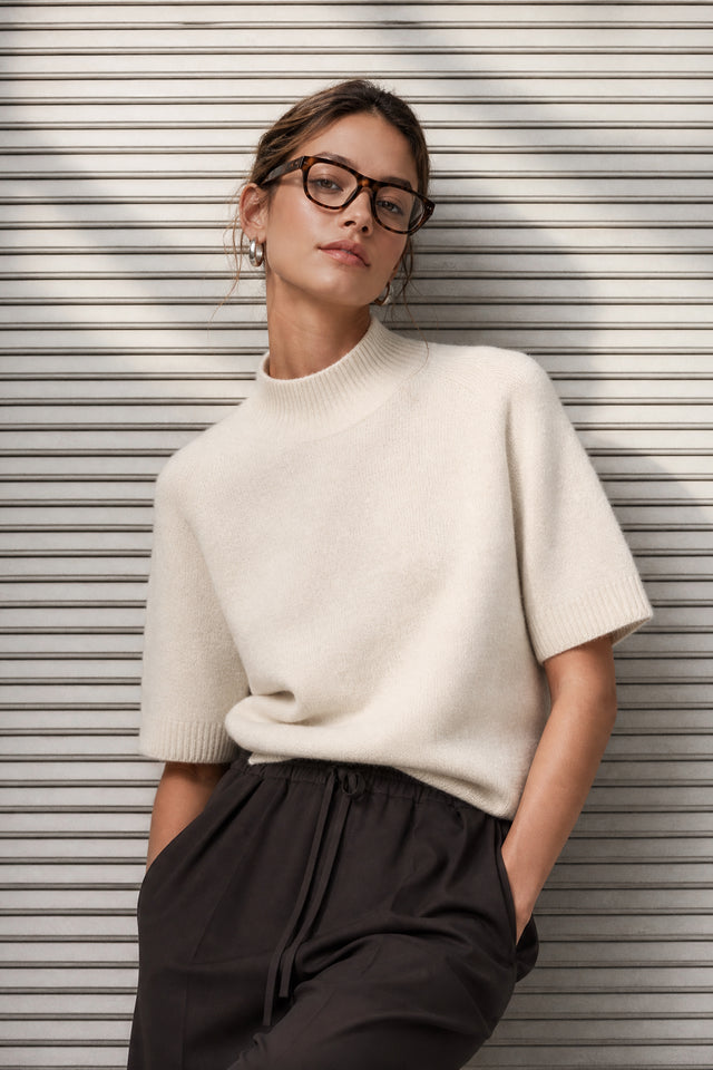 Alpaca knitted dyed top WP09 | Beige