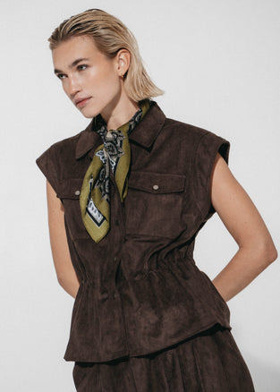 Arden suede effect vest | Dark Brown