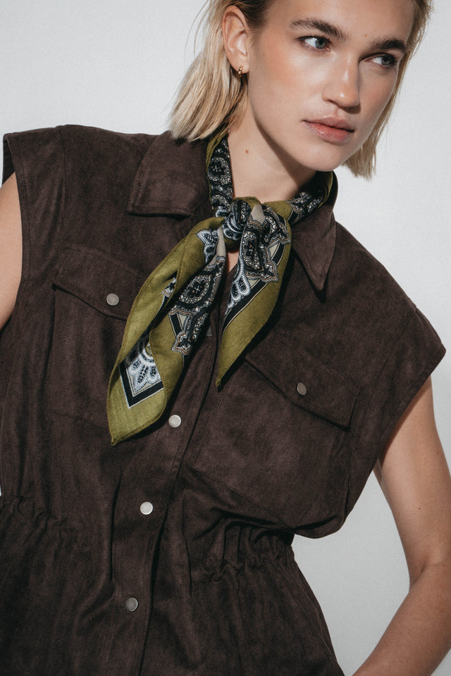Arden suede effect vest | Dark Brown