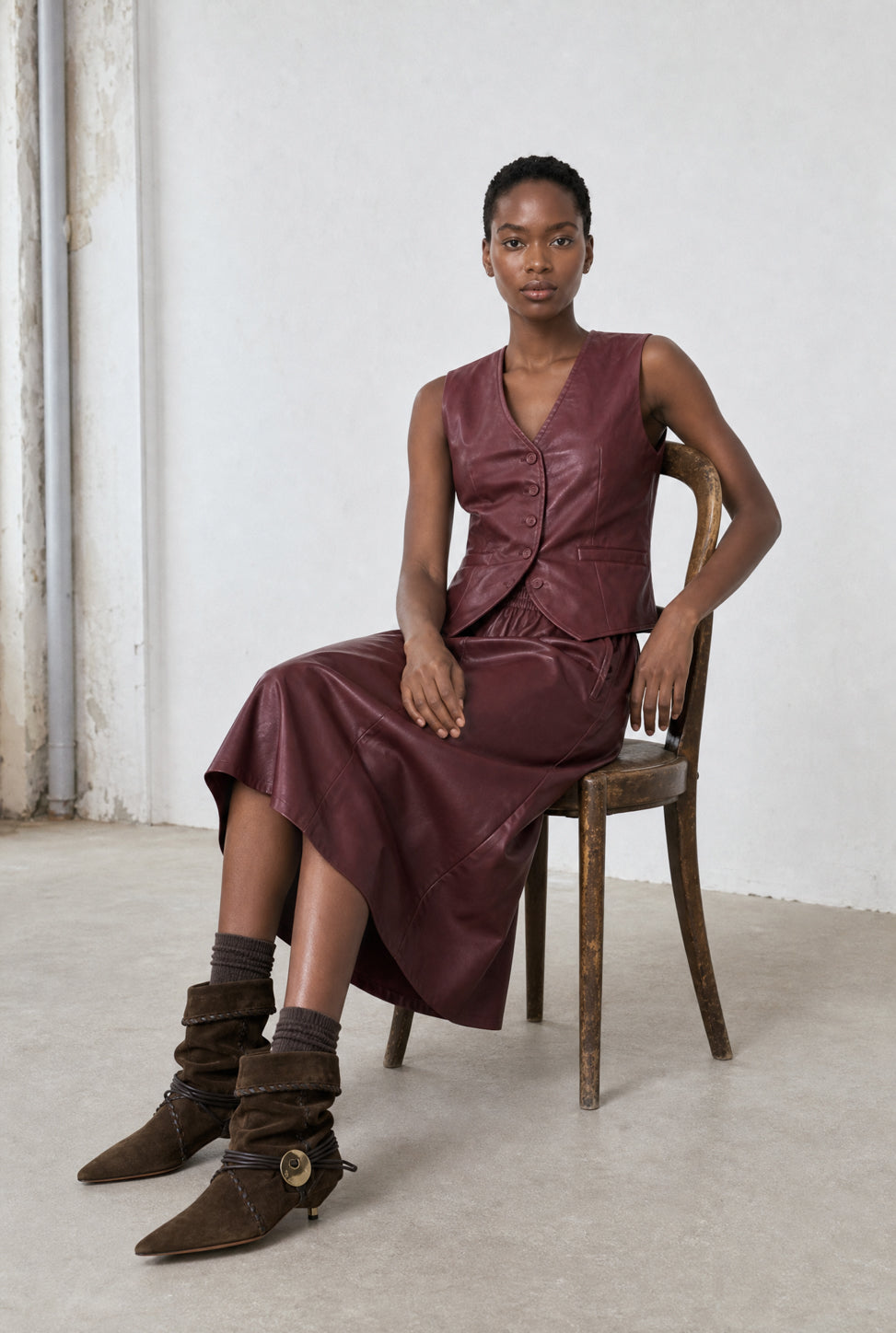 Arian eco leather vest | Bordo