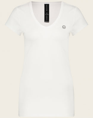 T-shirt con scollo a V, facile da indossare, cotone biologico | Bianco