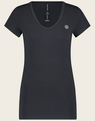 T-shirt con scollo a V, facile da indossare, cotone biologico | Blu