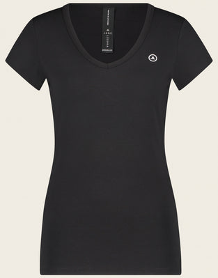 T-shirt con scollo a V, facile da indossare, cotone biologico | Nero