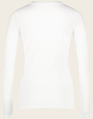 T-shirt con collo a R, facile da indossare, cotone organico | Bianco