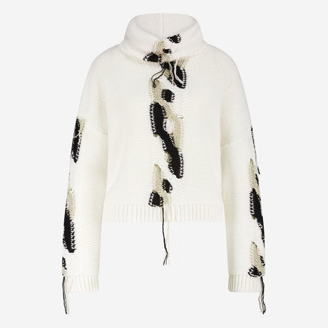 Fancy high neck Pullover H25024 | Off White