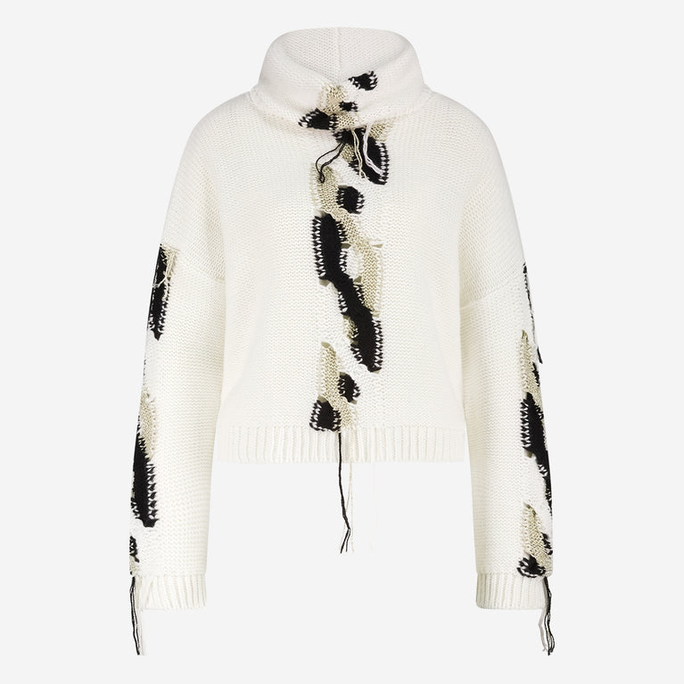 Fancy high neck Pullover H25024 | Off White