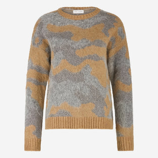 Pullover shiny inlay H25171 | Cognac