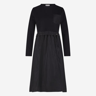 Ester mix cotton taffeta dress | Black