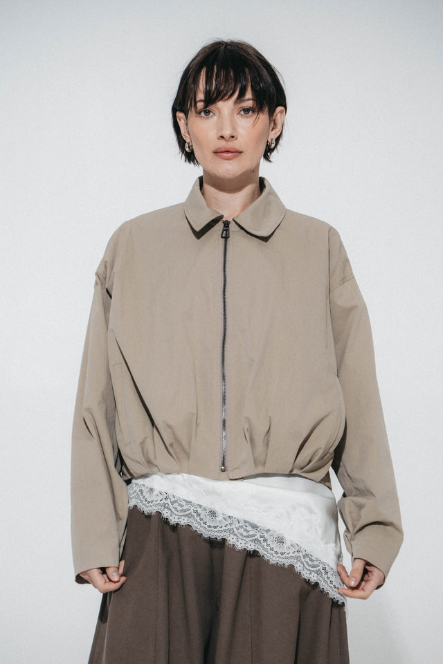Blaze pleated bomber jacket | Grayish Green