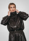 Nerina eco leather bomber jacket | Dark Brown