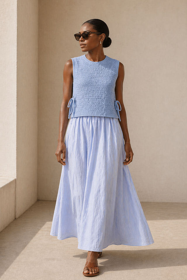 Open cotton Vest 2017 | Light Blue