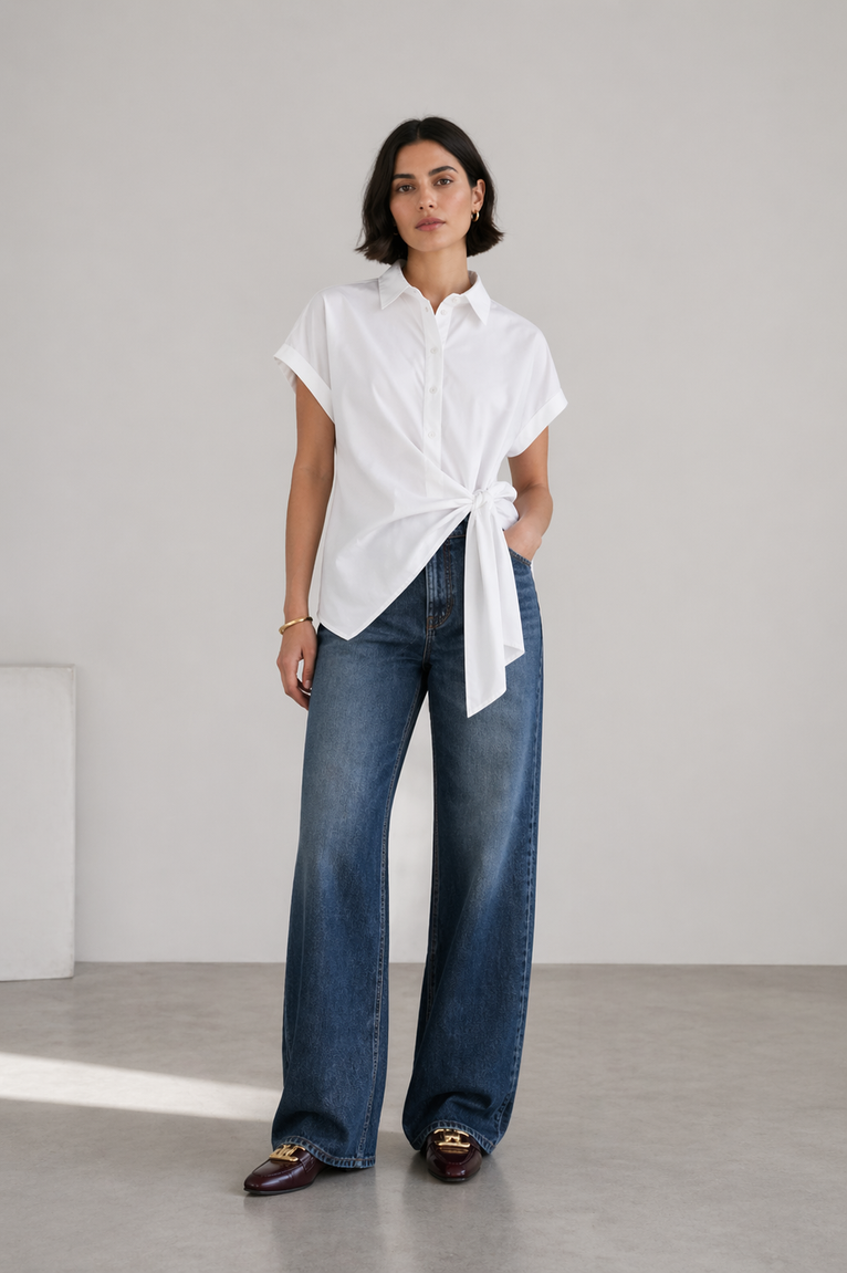 Aston blouse technical jersey | White