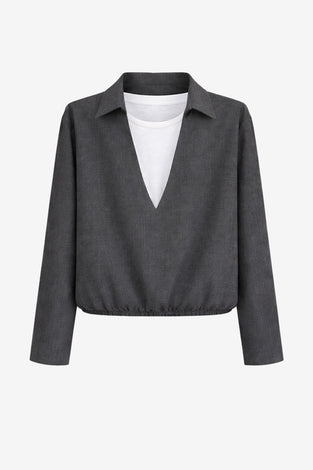 Dina viscose double blouse | Anthracite
