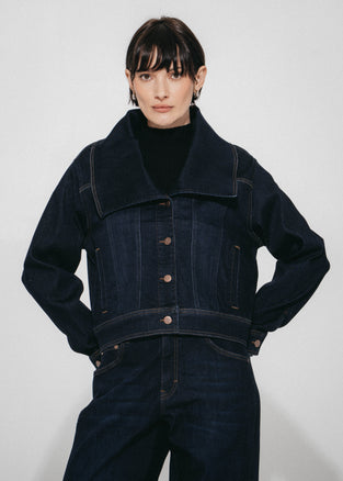 Dramak denim fancy jacket | Dark Blue
