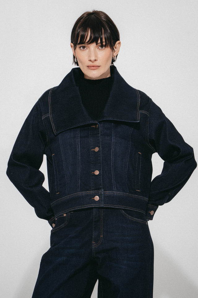 Dramak denim fancy jacket | Dark Blue