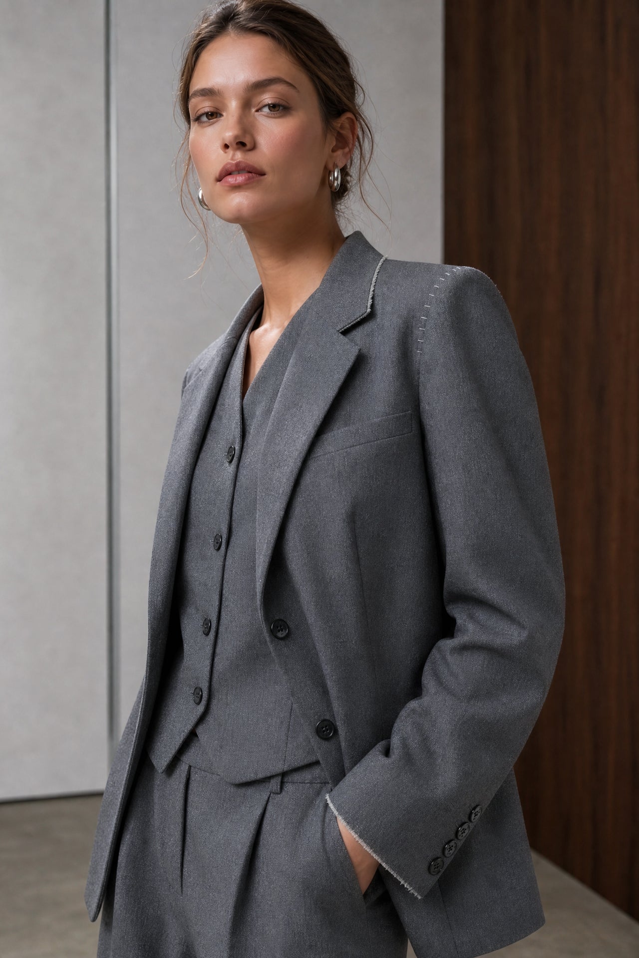 Eleni viscose basic blazer | Grey