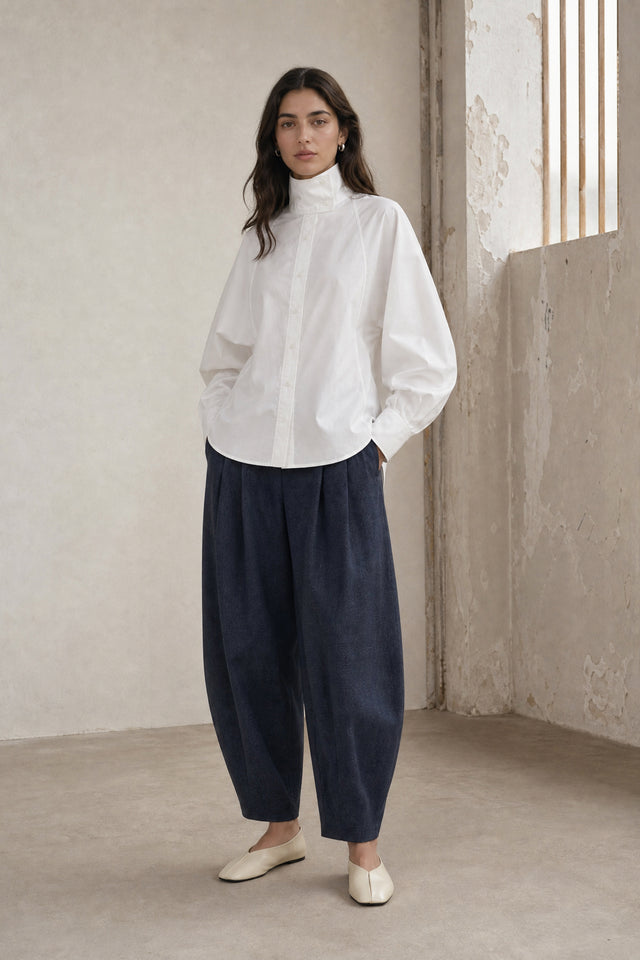 Elodie viscose blend barel pants | Blue Denim
