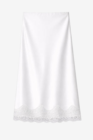 Esra silk skirt whit lace trim | White