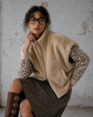 Faux fur Vest MKR 42064 | Camel