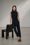 Naomi strech technical jersey top | Black
