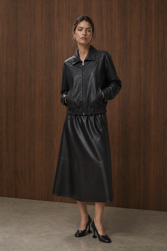Elle eco leather skirt | Black
