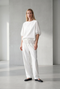 Pamela jersay/tafeta mix blouse | Off White
