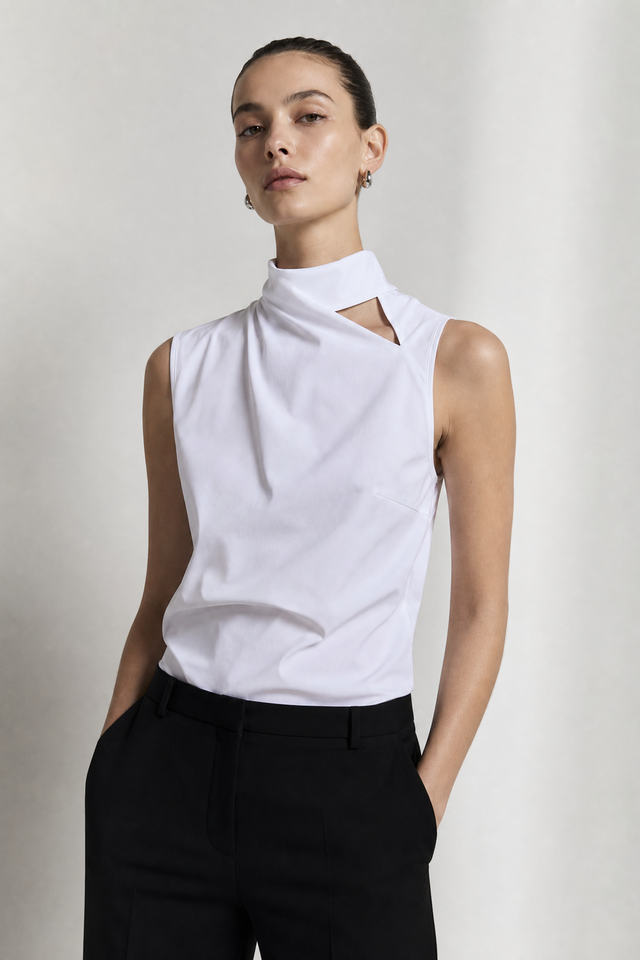 Naomi stretch technical jersey top | White
