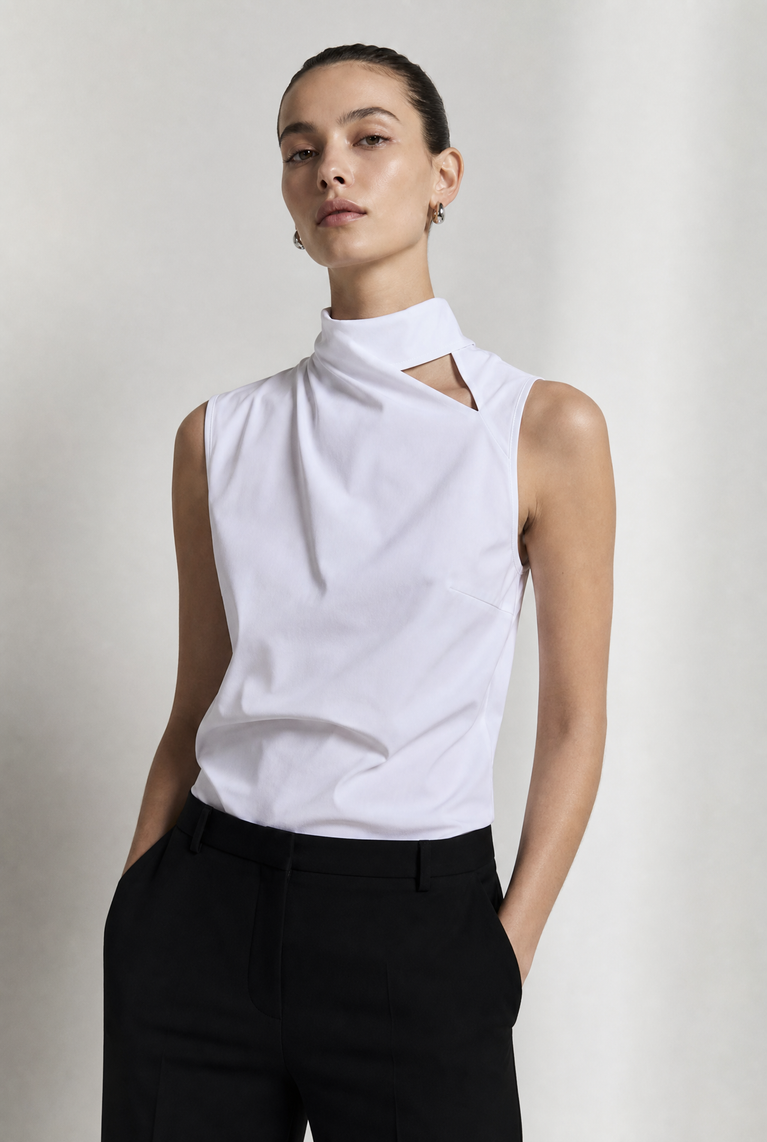 Naomi strech technical jersey top | White