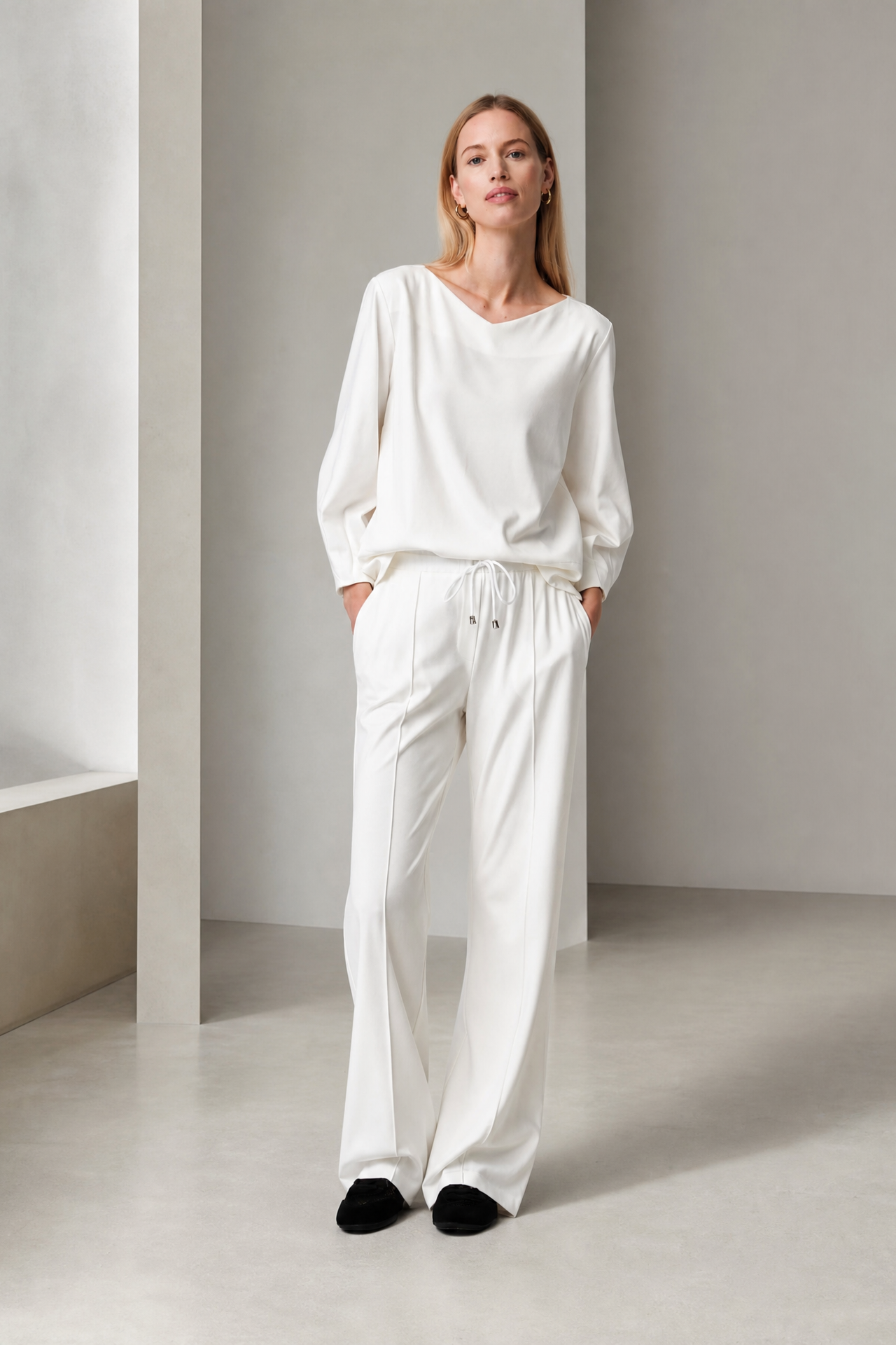 Elvio pants soft Punto Milano jersey | Panna